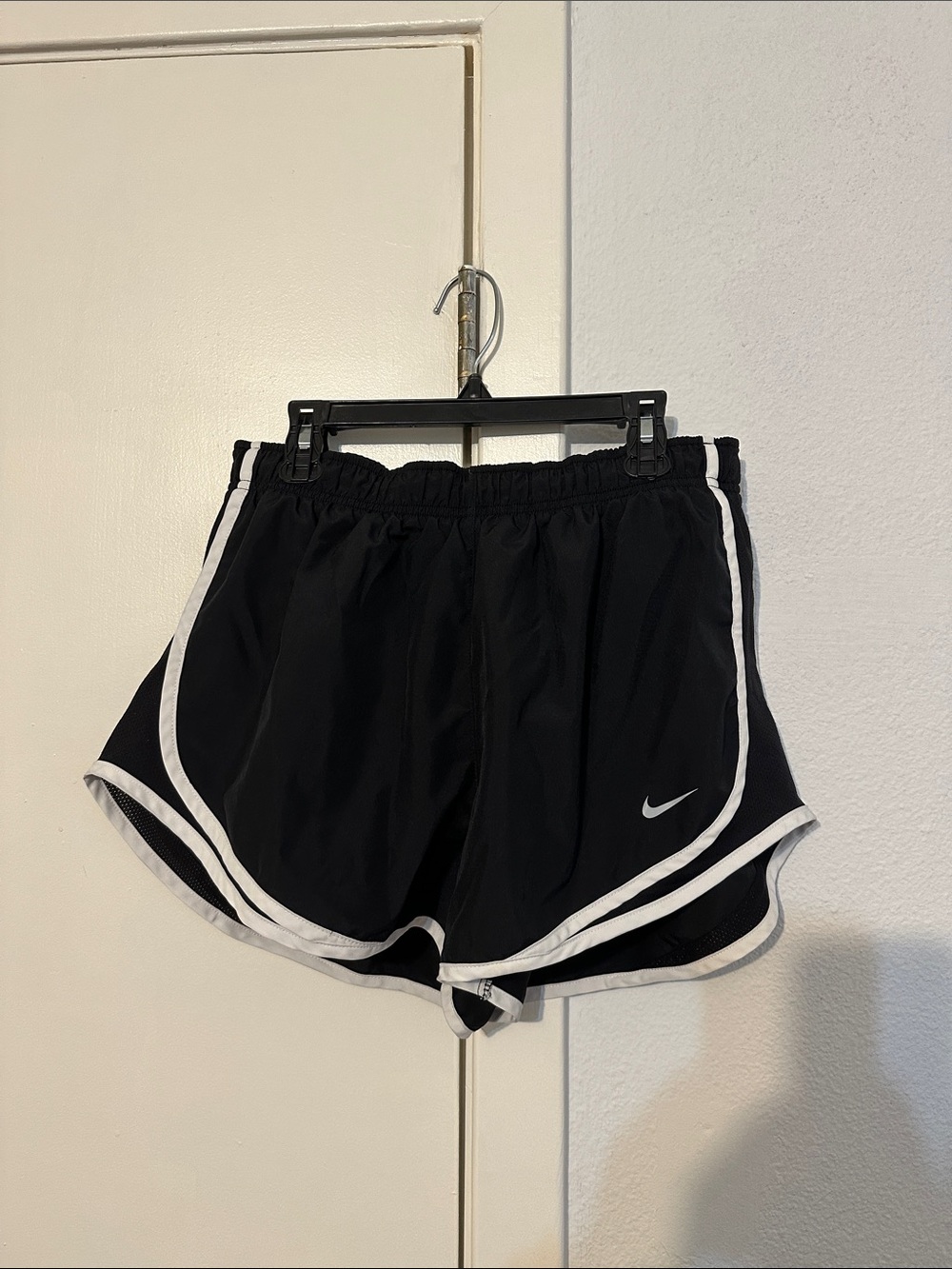 Nike Black Athletic Shorts with White Piping
